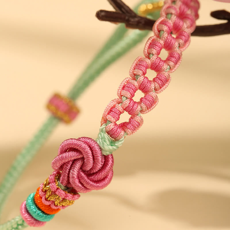 Peach Blossom Knot Red String Bracelet for Protection and Love