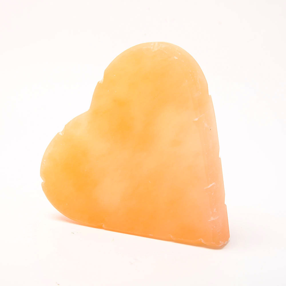 Peach Selenite Heart Crystal 5-Inch Emotional Healing Stone