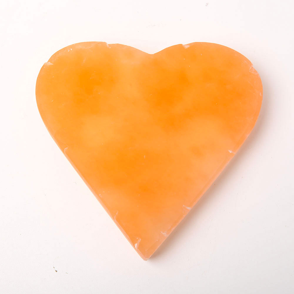 Peach Selenite Heart Crystal 5-Inch Emotional Healing Stone