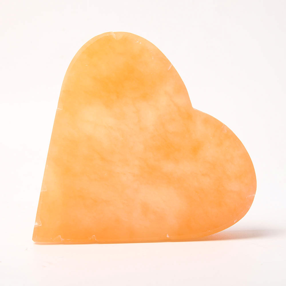 Peach Selenite Heart Crystal 5-Inch Emotional Healing Stone