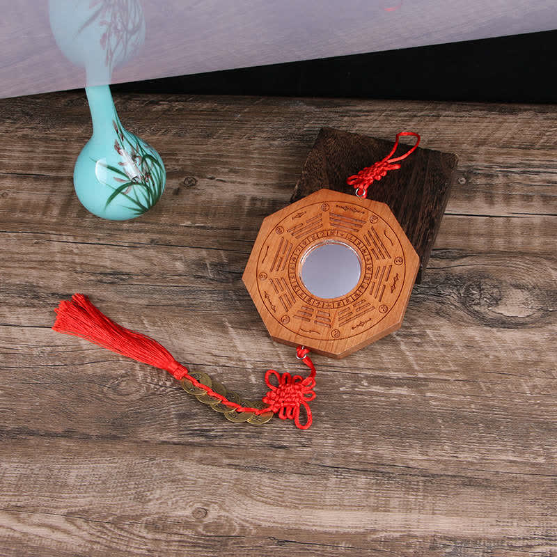 Peach Wood Bagua Map 20cm Feng Shui Wall Art Balance