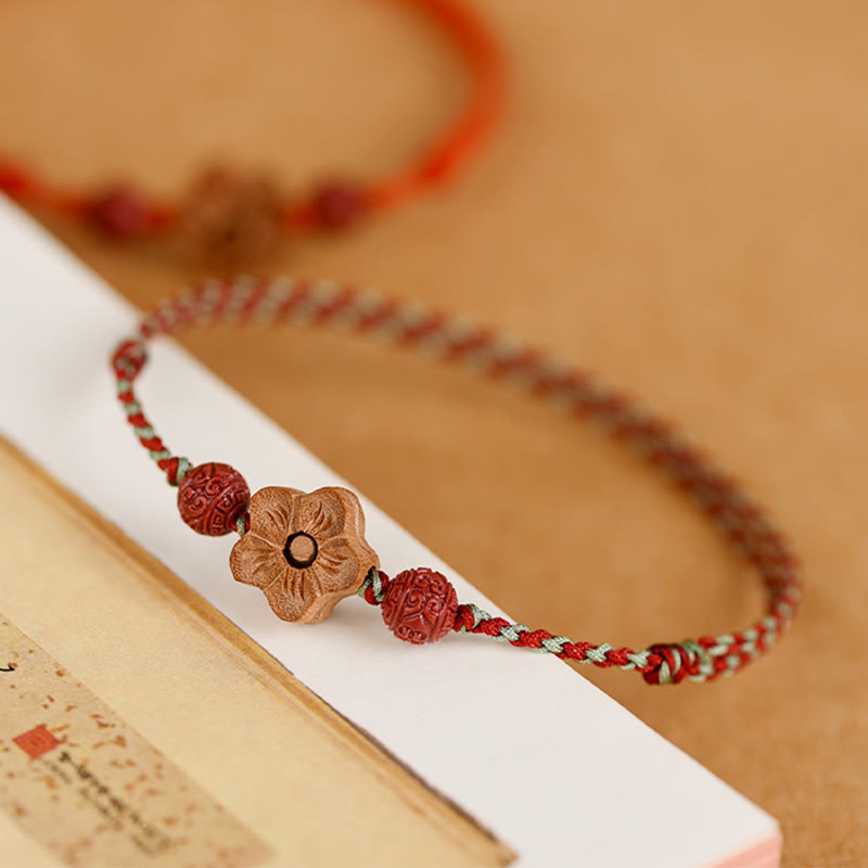 Peach Wood Cinnabar Bracelet Anklet for Wealth and Protection