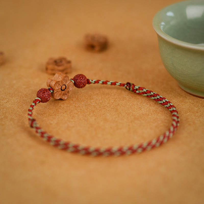 Peach Wood Cinnabar Bracelet Anklet for Wealth and Protection