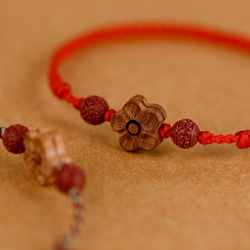 Peach Wood Cinnabar Bracelet Anklet for Wealth and Protection