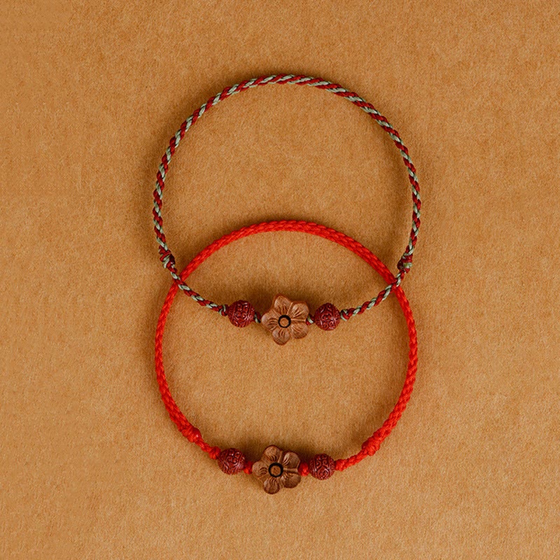 Peach Wood Cinnabar Bracelet Anklet for Wealth and Protection