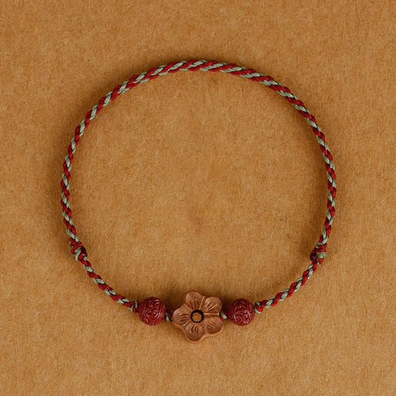 Peach Wood Cinnabar Bracelet Anklet for Wealth and Protection