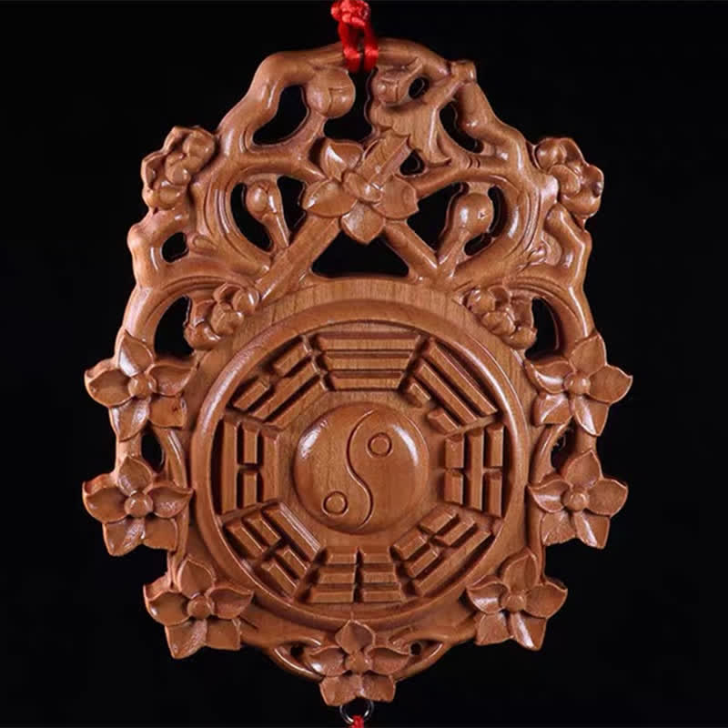 Peach Wood Feng Shui Bagua Map for Balance & Protection
