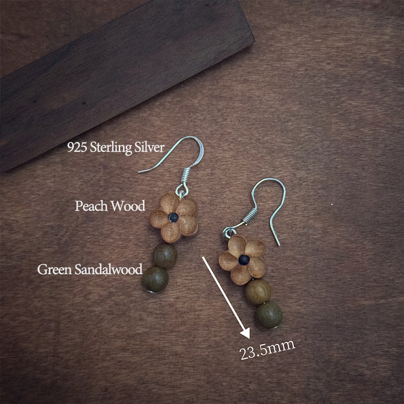 Peach Wood and Green Sandalwood Earrings