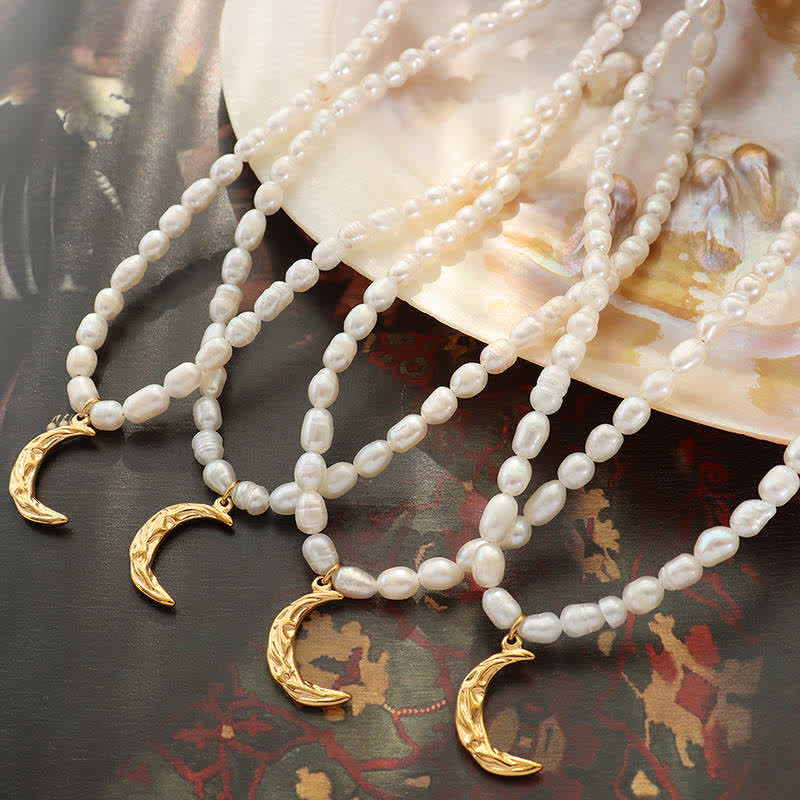 Pearl Crescent Moon Calm Necklace for Inner Peace