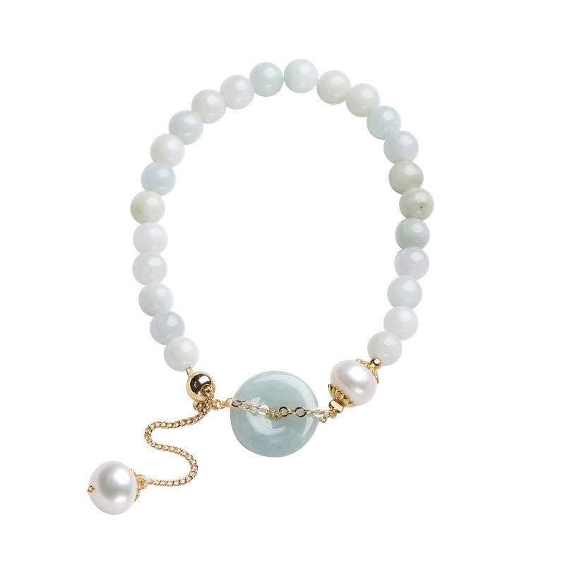 Pearl & Jade Peace Buckle Bracelet for Prosperity & Healing