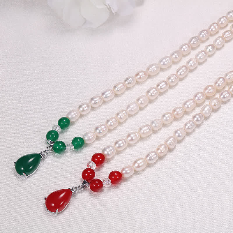 Pearl Waterdrop Necklace 44cm for Calm and Peace