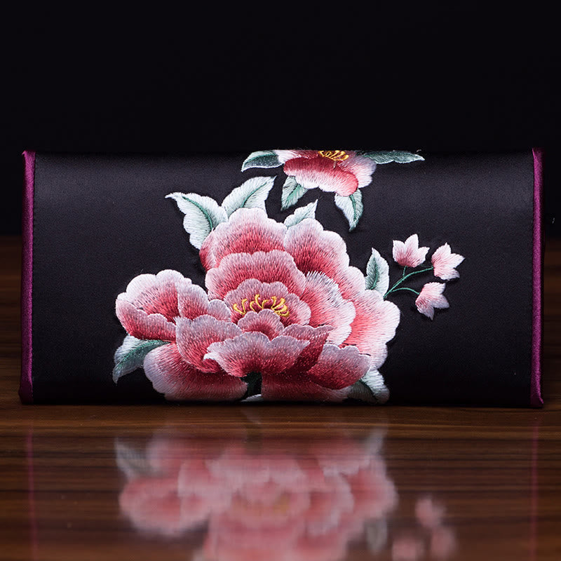 Peony Su Embroidered Handbag 20x10cm | Prosperity Symbol