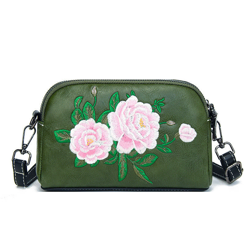 Peony Su Embroidery Crossbody Bag 15cm Shoulder Bag