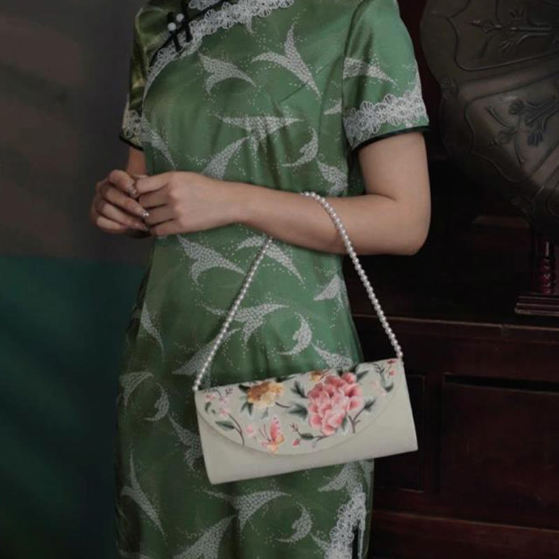 Peony Tulip Embroidered Wedding Crossbody Bag 24cm