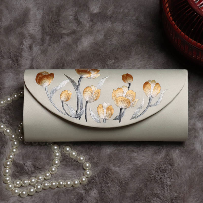 Peony Tulip Embroidered Wedding Crossbody Bag 24cm