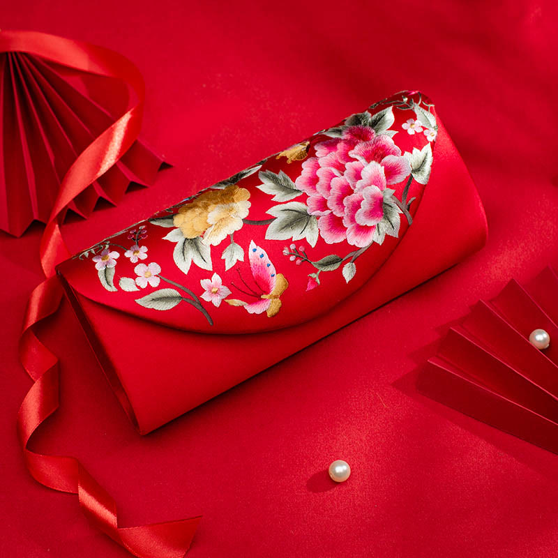 Peony Tulip Embroidered Wedding Crossbody Bag 24cm