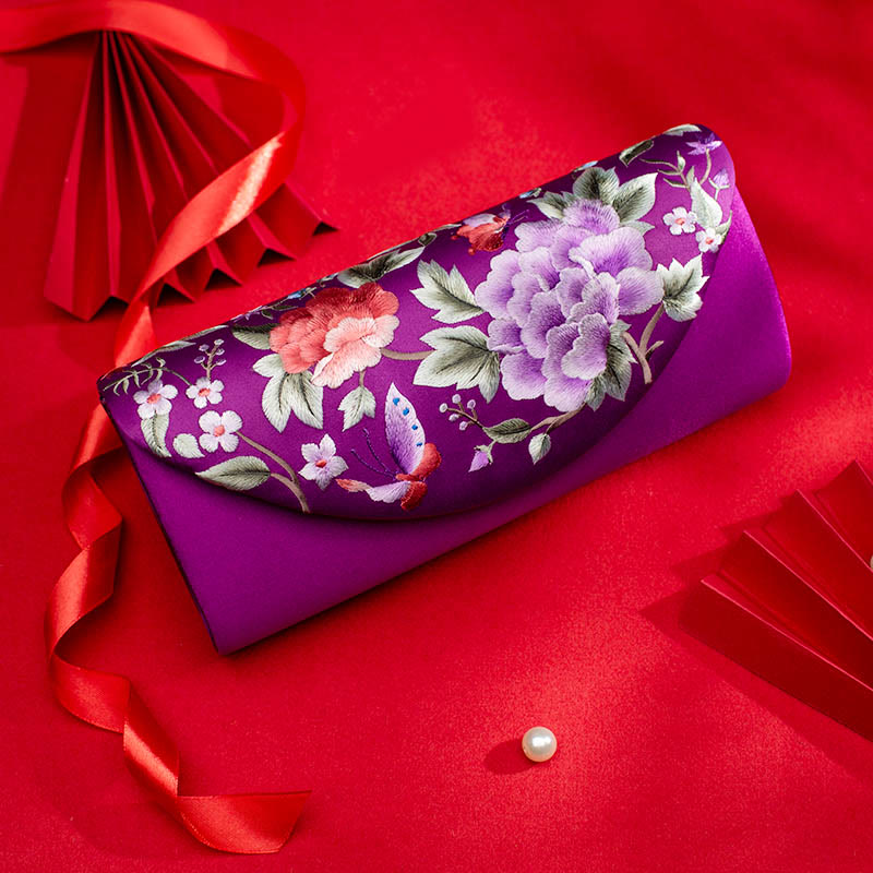 Peony Tulip Embroidered Wedding Crossbody Bag 24cm