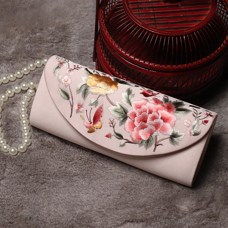 Peony Tulip Embroidered Wedding Crossbody Bag 24cm