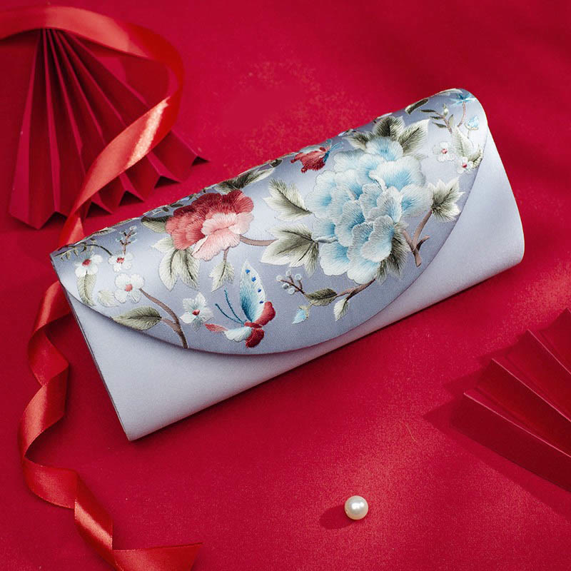 Peony Tulip Embroidered Wedding Crossbody Bag 24cm