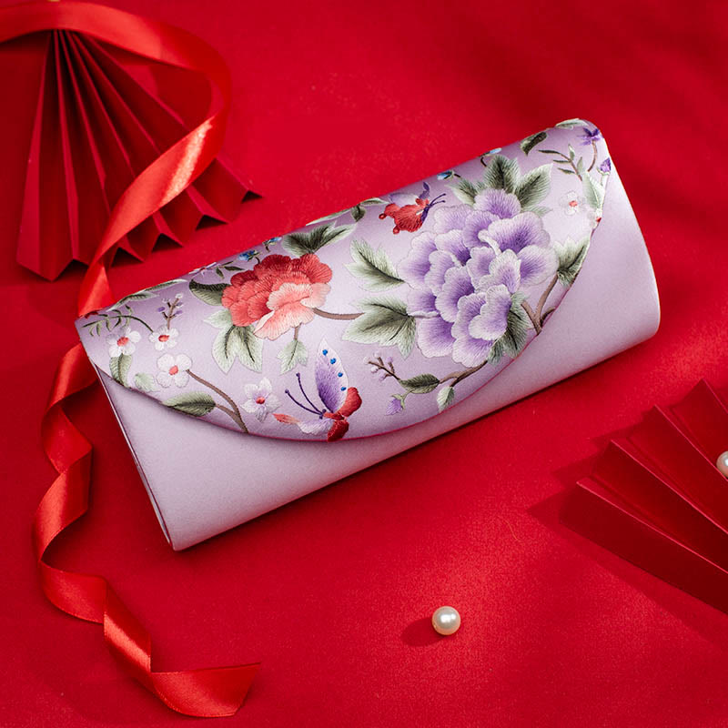 Peony Tulip Embroidered Wedding Crossbody Bag 24cm