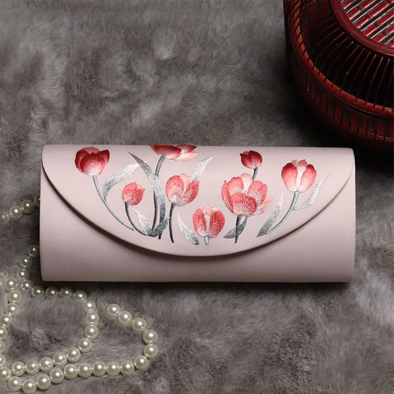 Peony Tulip Embroidered Wedding Crossbody Bag 24cm