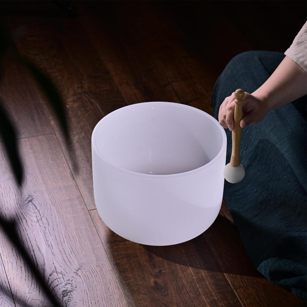 Perfect Picth 3rd Octave A Note 220Hz Frosted White Crystal Singing Bowl - On sale