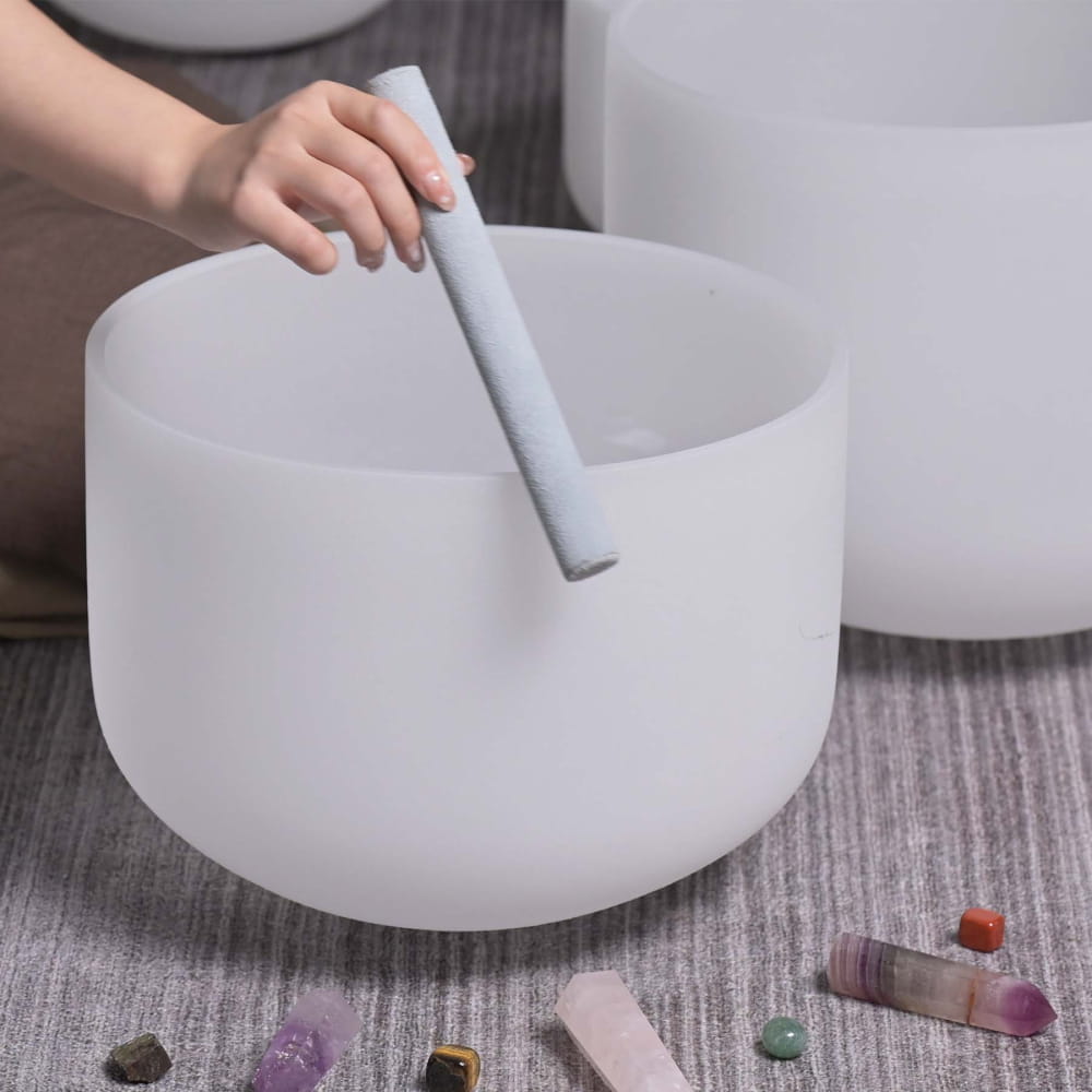 Perfect Pitch 8 PCS 7-14\’ Frosted Crystal Singing Bowl Big Full Set - 7 pcs white bowl - On sale
