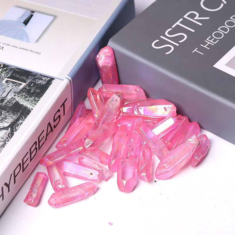 Pink Aura Angel Crystal Points 1.2-1.7 inch Raw Quartz