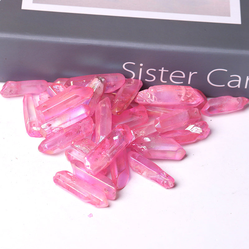 Pink Aura Angel Crystal Points 1.2-1.7 inch Raw Quartz