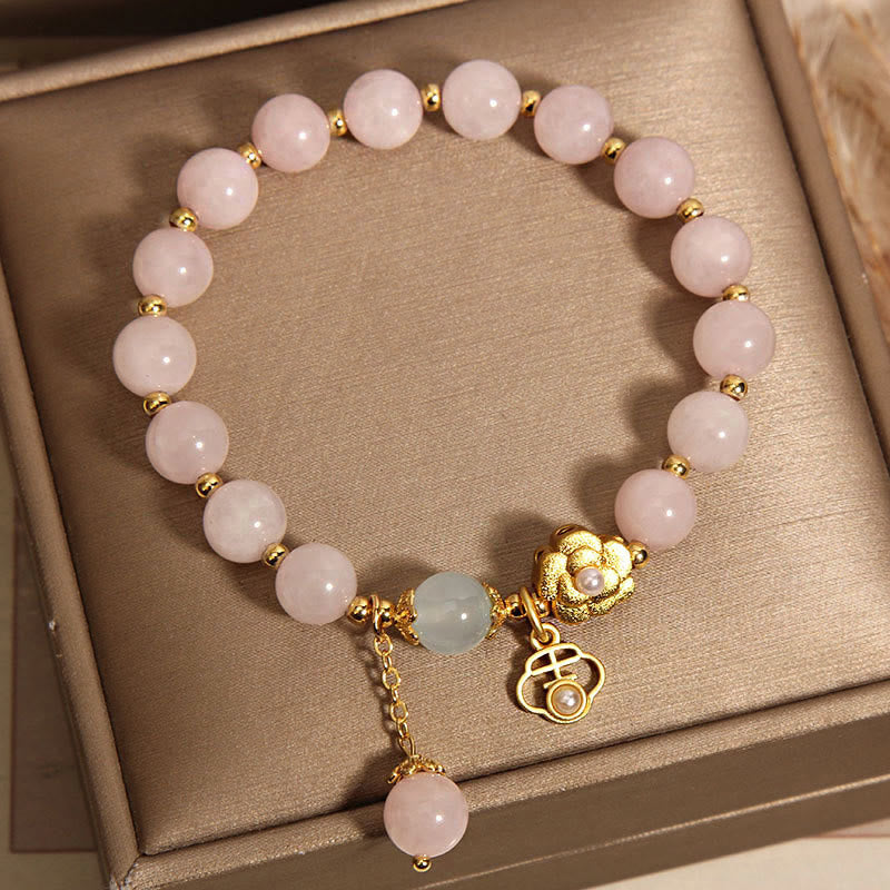 Pink Crystal Lucky Flower Warmth Bracelet 14-17cm