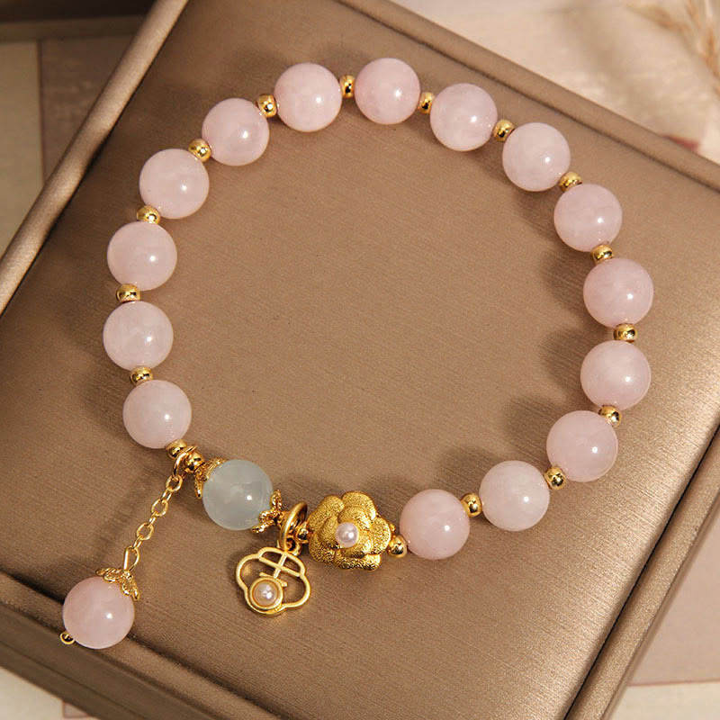 Pink Crystal Lucky Flower Warmth Bracelet 14-17cm