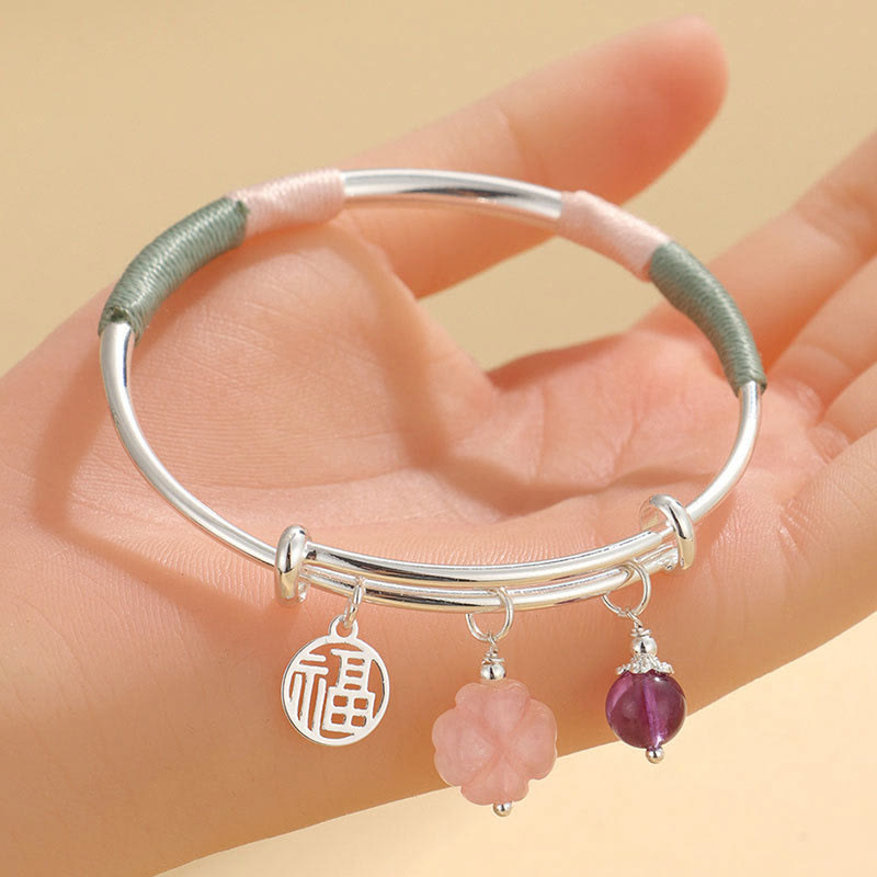 Pink Crystal Peace Buckle Love Bracelet 56-60mm