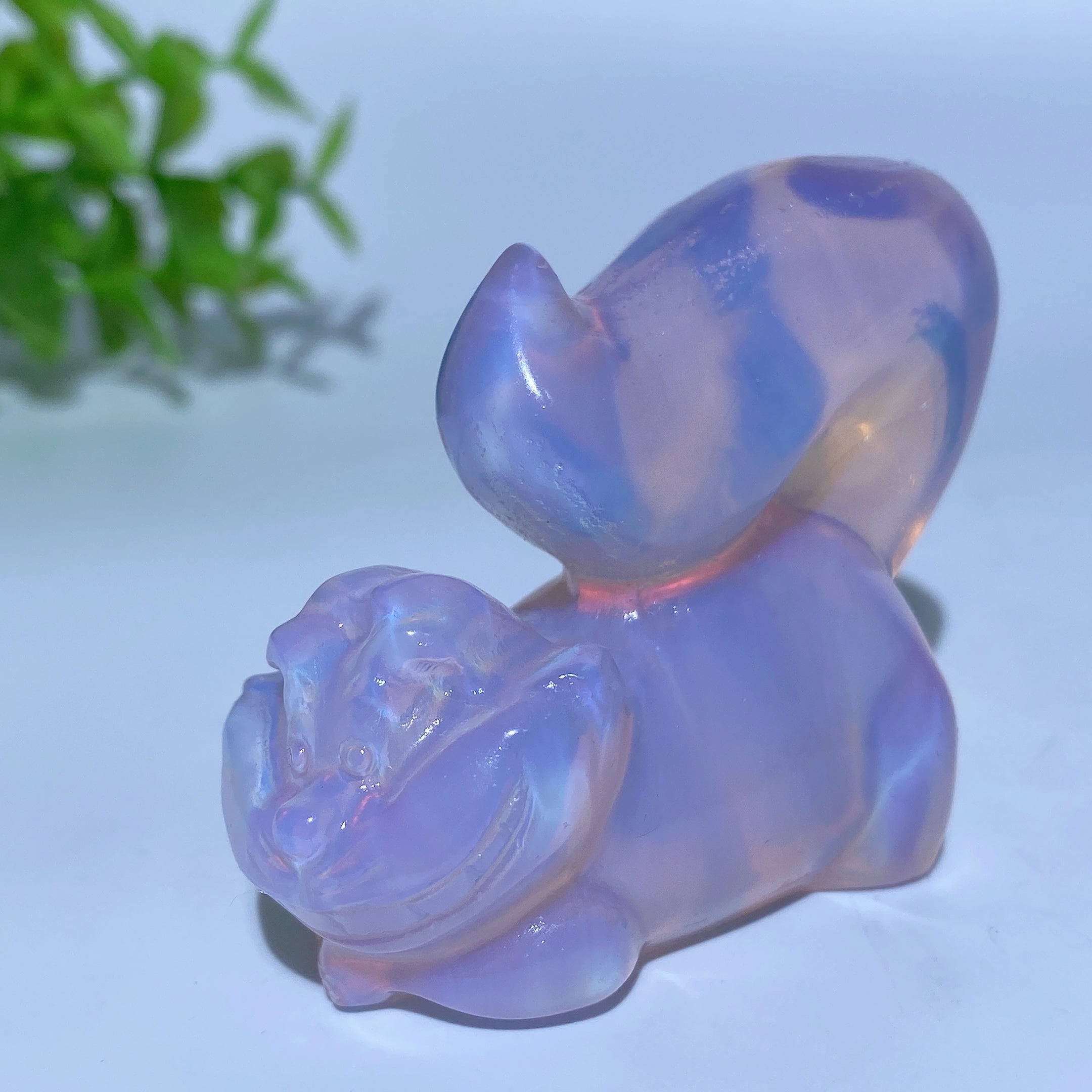 Pink Opalite and Black Obsidian Alice in Wonderland Crystal Figurines 2.4-3.1 in