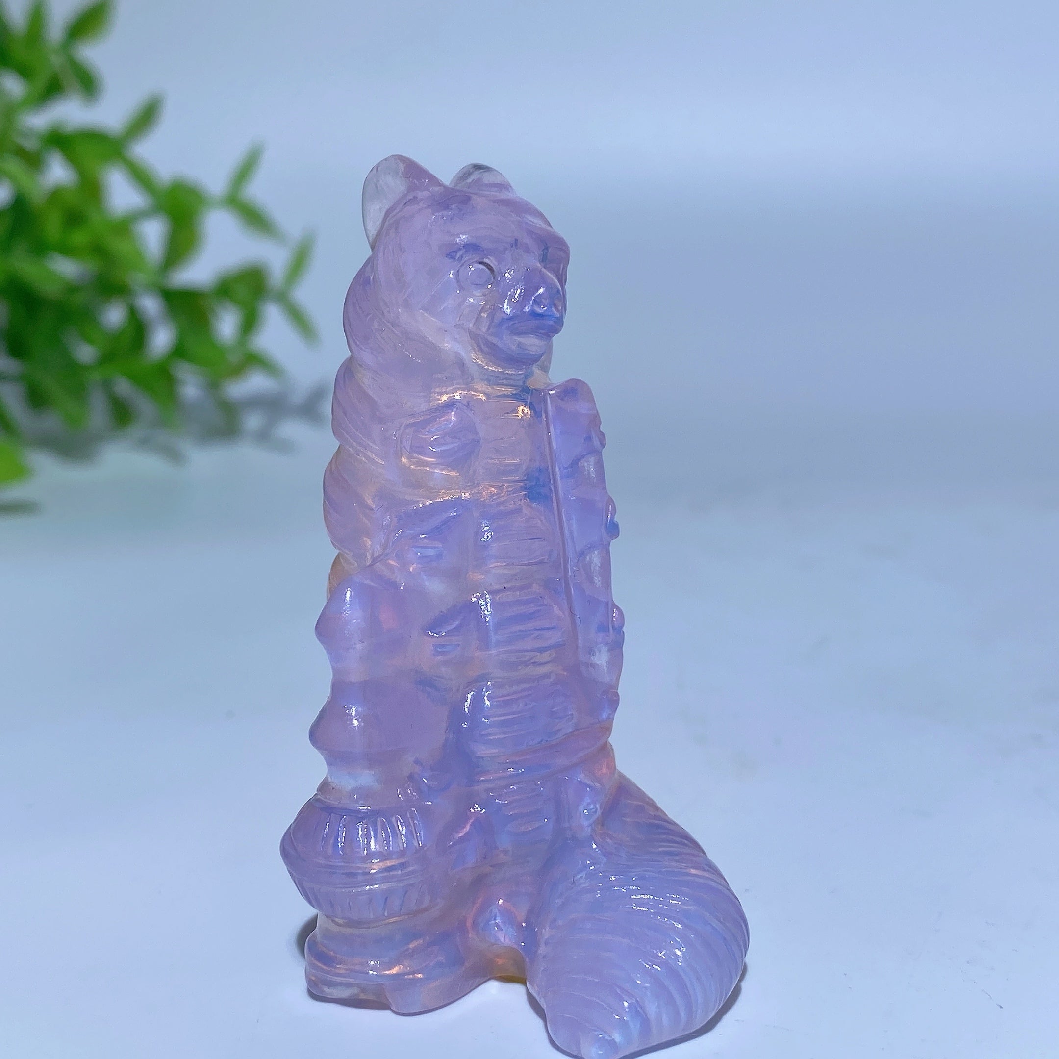 Pink Opalite and Black Obsidian Alice in Wonderland Crystal Figurines 2.4-3.1 in
