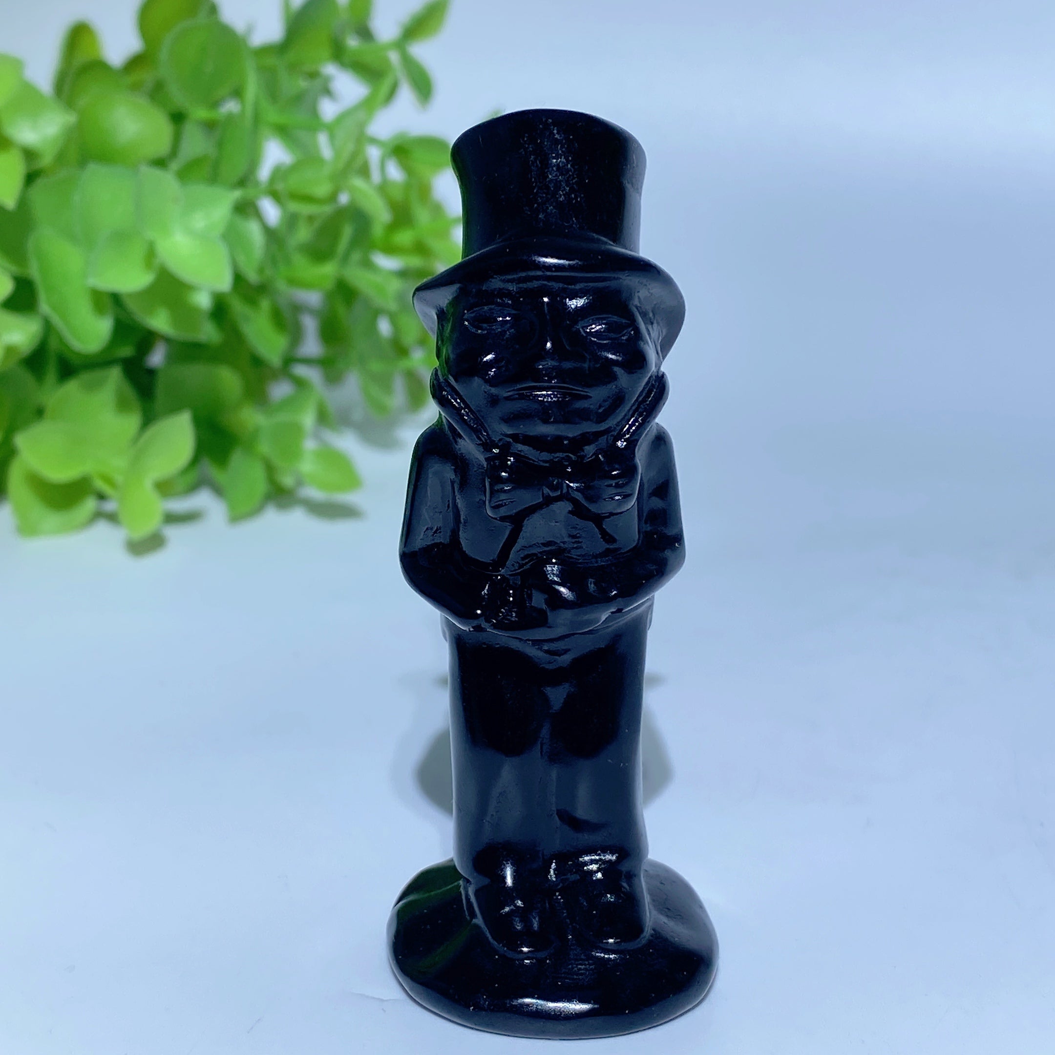 Pink Opalite and Black Obsidian Alice in Wonderland Crystal Figurines 2.4-3.1 in