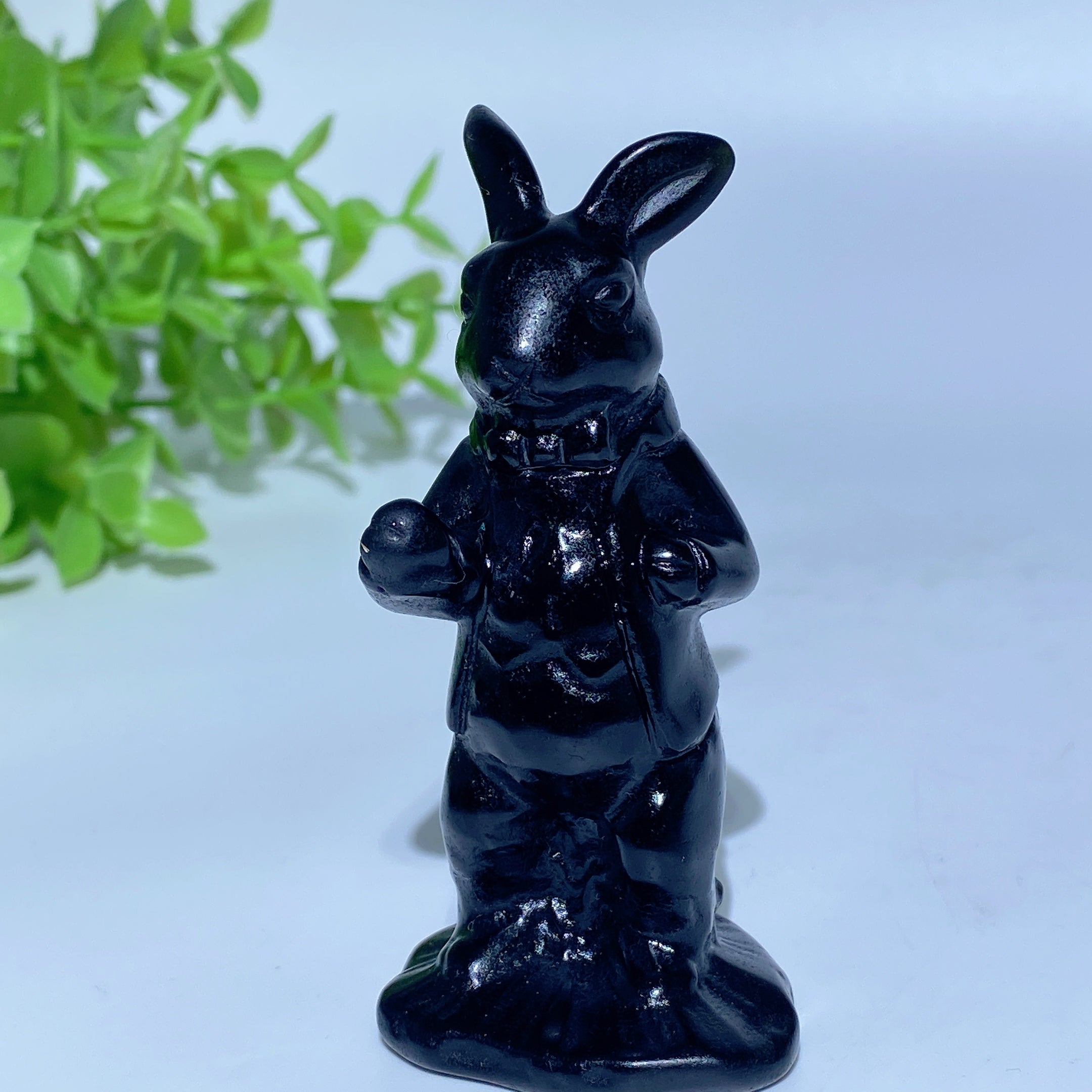 Pink Opalite and Black Obsidian Alice in Wonderland Crystal Figurines 2.4-3.1 in
