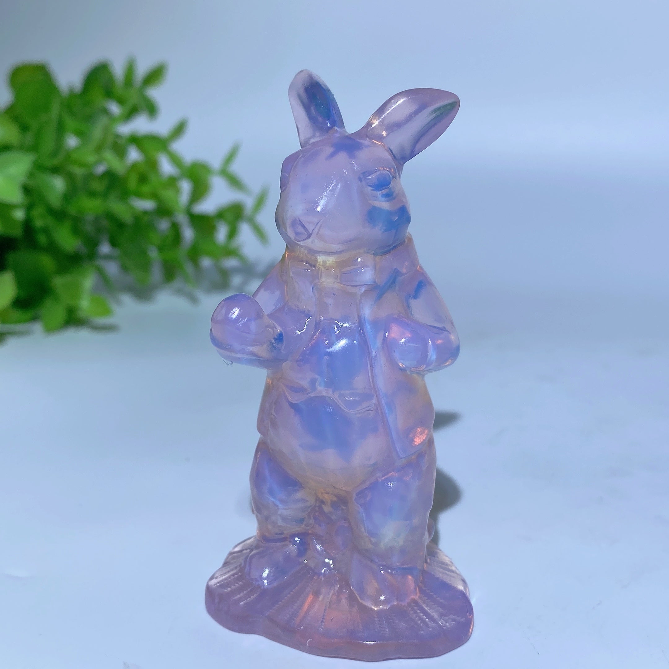 Pink Opalite and Black Obsidian Alice in Wonderland Crystal Figurines 2.4-3.1 in
