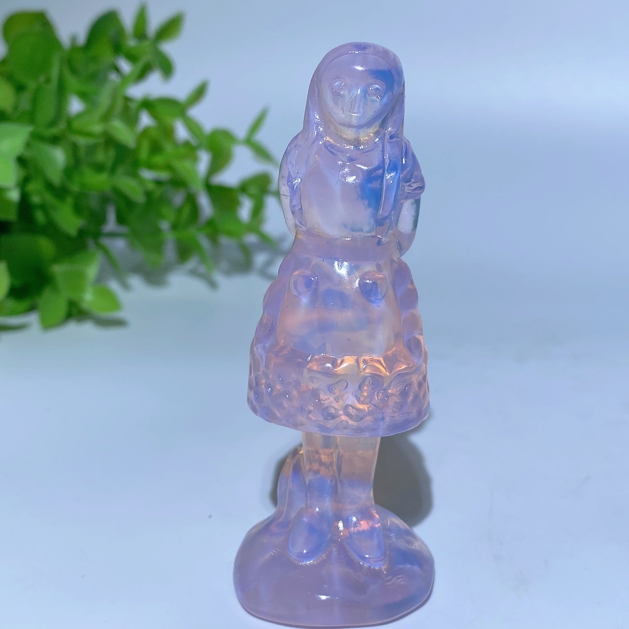 Pink Opalite and Black Obsidian Alice in Wonderland Crystal Figurines 2.4-3.1 in