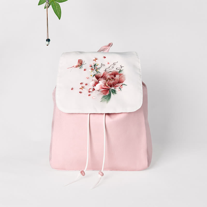 Pink Peony Flowers Canvas Backpack | Spiritual Accessories