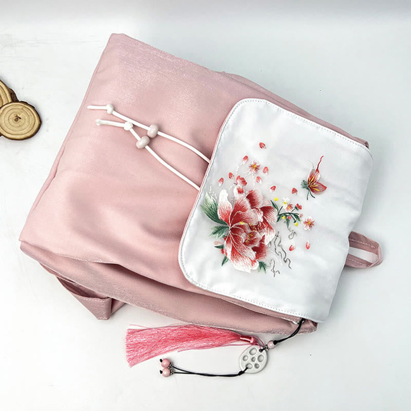 Pink Peony Flowers Canvas Backpack | Spiritual Accessories