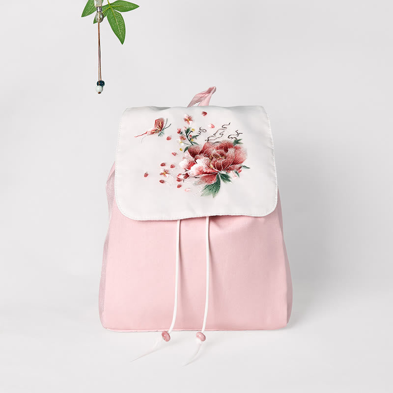 Pink Peony Flowers Canvas Backpack | Spiritual Accessories