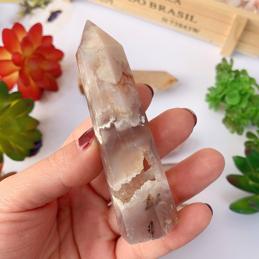 Pink Sakura Agate Tower for Mindful Living