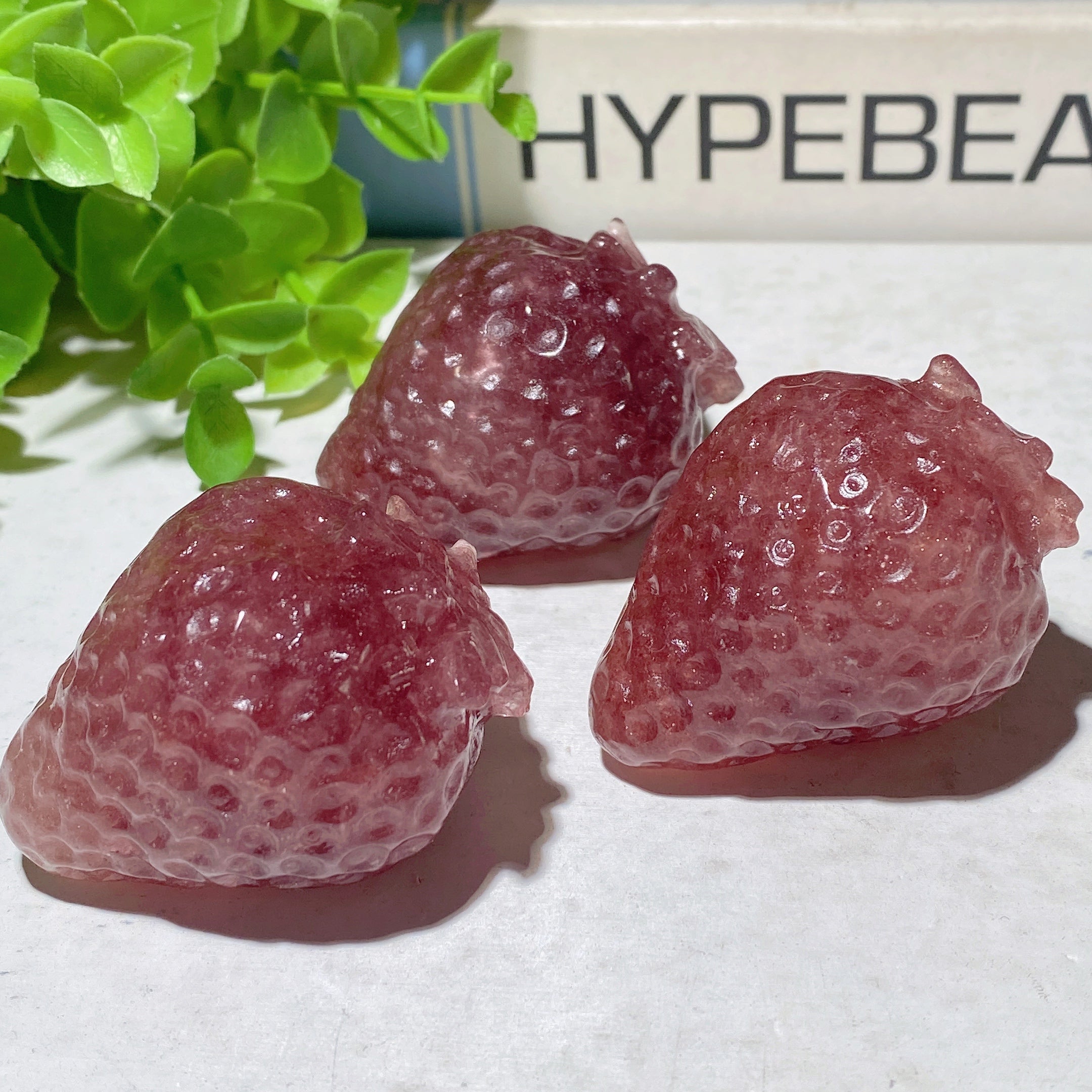 Pink Strawberry Quartz Crystal Figurine for Healing & Meditation