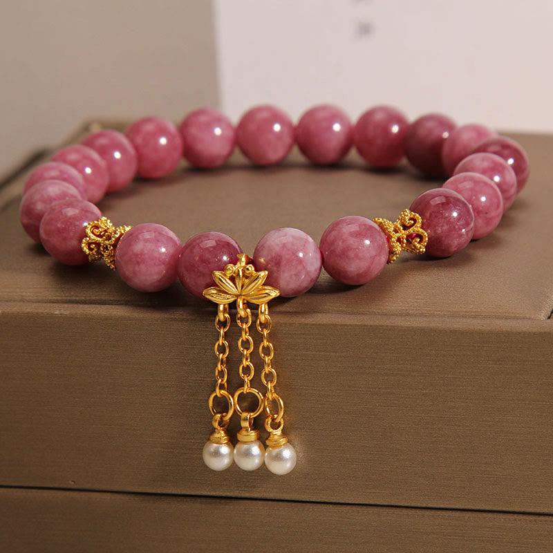 Pink Tourmaline Lotus Flower Bracelet for Positivity & Spiritual Growth