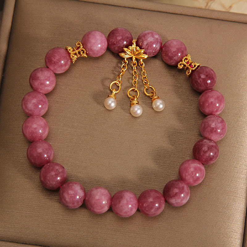 Pink Tourmaline Lotus Flower Bracelet for Positivity & Spiritual Growth