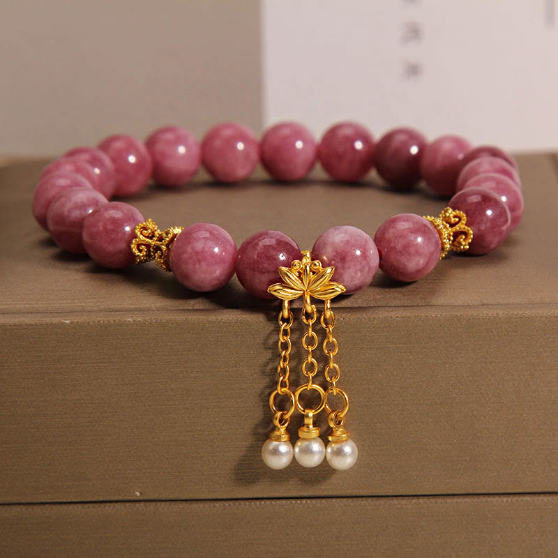 Pink Tourmaline Lotus Flower Bracelet for Positivity & Spiritual Growth