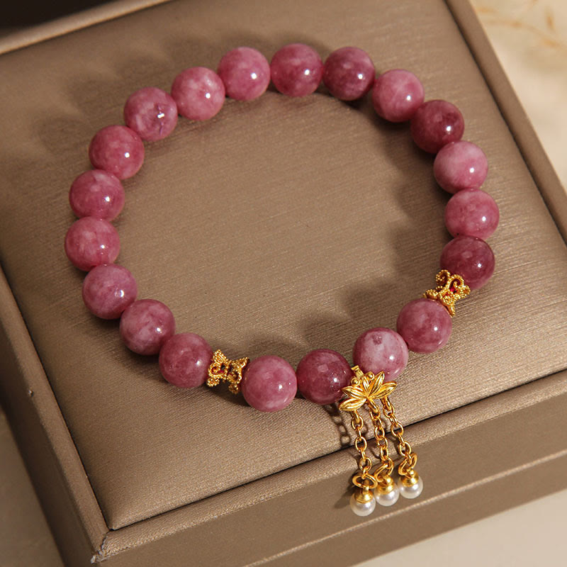 Pink Tourmaline Lotus Flower Bracelet for Positivity & Spiritual Growth