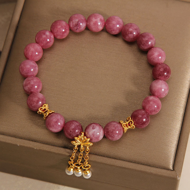 Pink Tourmaline Lotus Flower Bracelet for Positivity & Spiritual Growth