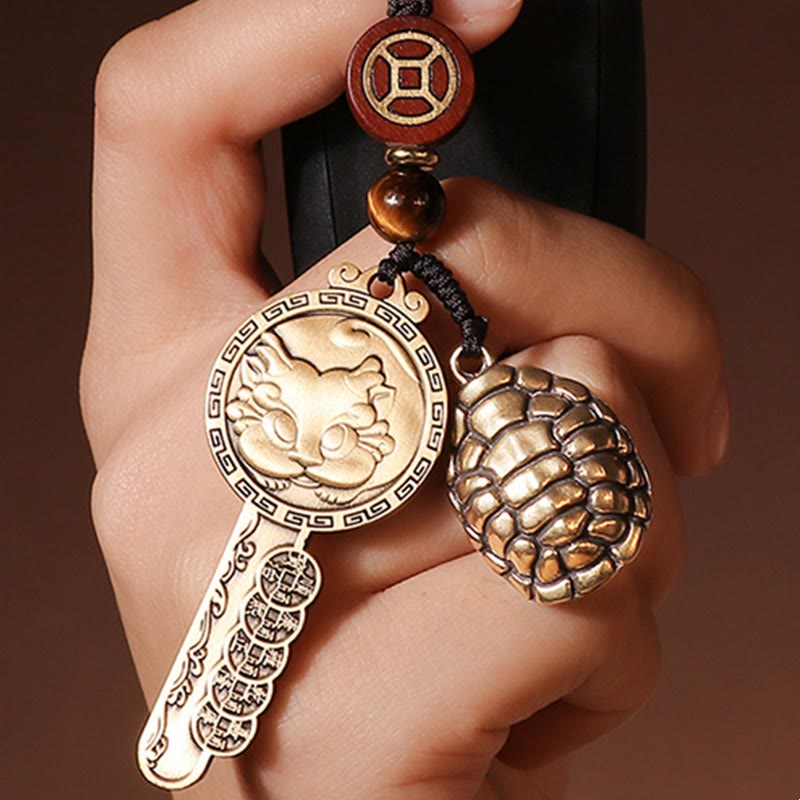 Pixiu Copper Coin Yin Yang Bagua Handmade Key Chain