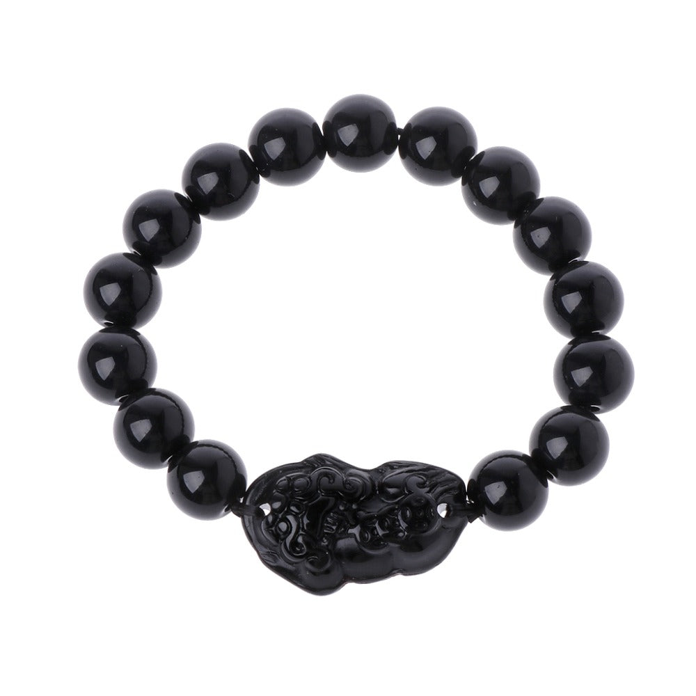 Pixiu Wealth Charm Obsidian Bracelet
